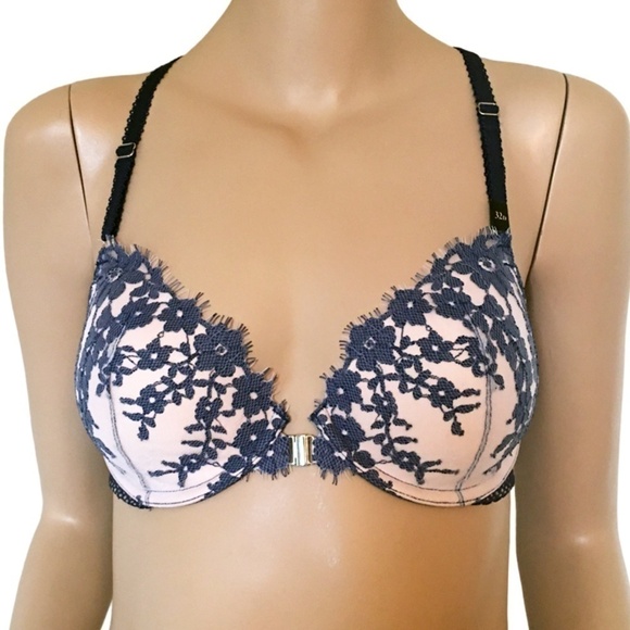 Victoria's Secret Dream Angels Bra Lined Lacy Racerback Wired Padded Front Close - Picture 1 of 12
